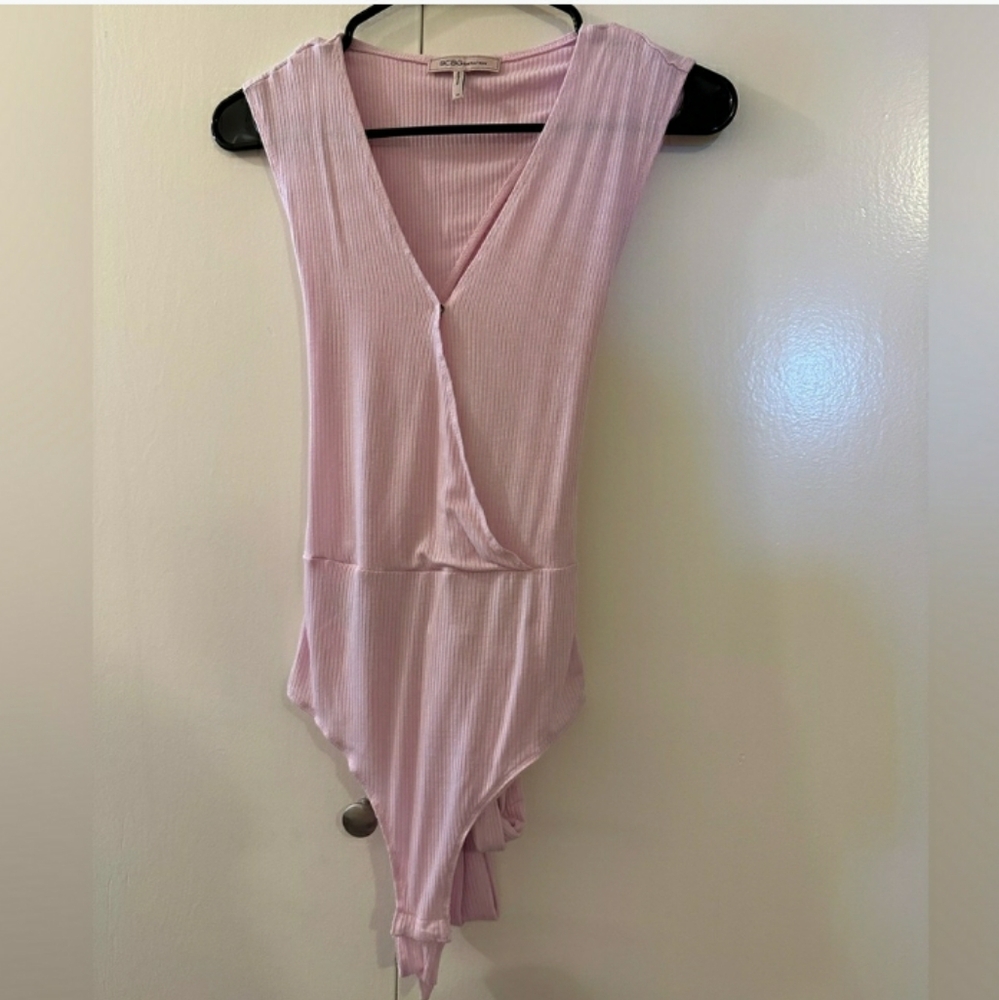 Bcbgeneration Soft Pink Ribbed Open Back Bodysuit… - image 6